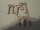 Lot Of 10 Vintage Open Barrel Brass Skeleton Keys Fancy Ornate Dressers Antique