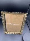 Vtg  Ornate   Intricate  8x10  Brass Filigree Photo Frame Free Stand wall Mount