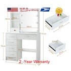 Modern Makeup Vanity Dressing Table W  10 Led Lights Mirror 6 Drawer Desk Stool