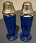 Vintage Depression Hazel Atlas Cobalt Blue Salt   Pepper Shakers