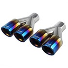  Dual Exhaust Tips 2 25 Inch Inlet 3 Inch Outlet 9 2  Long Vacuum Plating Blue 