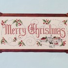 Cross Stitch Kit Stamped Christmas Sampler Church Sleigh Horse Holly Berries