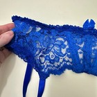 Vtg Fredericks Of Hollywood Garter Belt One Size Blue Floral Lace Lingerie Usa