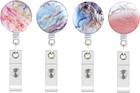 4 Pack Marble Badge Alligator Clip Retractable Reel Id Name Card Holder