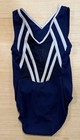 Gk Elite Leotard Gymnastics Navy Blue With Rhinestones  And White Piping  