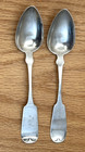 Antique Coin Silver Teaspoons Tb Leavenworth Detroit  36g Set Of 2 Mono Ea