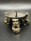 Vtg Brass Foo Dog Lion Chinese Candle Holder Figurine 1-1 2  Tall X 2-1 2  Diam