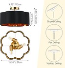 Light Semi Flush Mount Ceiling Light Black Fabric Shade Lamp With 3 Led Blub