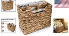 Magazine Organizer Basket Water Hyacinth Wicker Storage Bin For Home Office D   