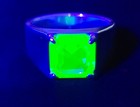Men s Sterling Uranium Glass Ring Green Asscher Cut Signet Unisex 925 Silver