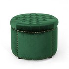  Carlos Glam Velvet Tufted Ottoman  Emerald 