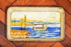 Small Antique Hand Painted Tray Native American Indian Nature Mountains Lake