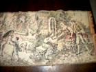 Antique 1920s Italian Tapestry Gypsies Village Dancing Soft Colors 18x50 Runner