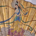 Decorative Xl Vintage Asian Fan Handpainted With Gold Leaf