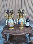 Pair Large  Antique 19thc French Porcelain Hand Paint Vases Rare