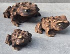 Set 3 Mid-century Japanese Cryptomeria Sugi Toad Hand Carved Wood Frog Freeuship
