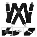 41 3   X 2   Mens Braces Suspenders Black 50mm X-shaped High Elastic Material
