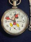 Vintage Bradley Mickey Mouse Pocket Watch - Train On Back - New In Box - Works
