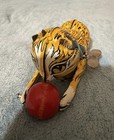 Vintage 1950s Marx Tin Litho Wind-up Cat Chasing Ball Toy With Key Works