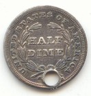 1837 Seated Liberty Half Dime  Small Date  Au Details  Small Hole
