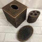 Vintage 3 Piece Sears Bathroom Vanity Set Tissue Box Toothbrush Holder Soap Dish