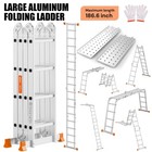7-in-1 Aluminum Folding Ladder 139 4-186 6in Multi-purpose 330lb Extension Step