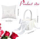 White Flower Girl Basket And Ring Bearer Pillow Set Rhinestones Satin Wedding Ri