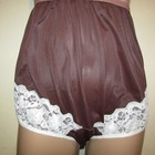 Vtg Brown Satin Nylon Brief Panty Granny Wide Gusset -9 10 Custom Sissy