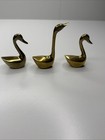 Vintage Brass Swan Figurines Set Of 3 Mid Century Modern Mcm Decor-zz10