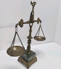 Vintage Italian Brass Balance Scales Of Justice Marble Base Desk Law Decor 