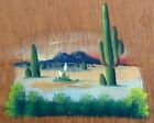 1940 s - 1950 s Era Handmade Wood Scrapbook W  Hand Painted Scene   Leather Ties