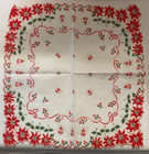 Vintage Lot 5 Ladies Cotton Hankies Holiday Christmas Colorful Prints Poinsettia