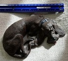 Vtg Hand Painted Sleeping Bloodhound Dog Figurine Paperweight Cabin Decor 1988 