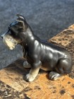 Vintage Schnauzer Dog Figurine Matte Porcelain 4  Hand Painted 