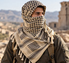 Shemagh Tactical Military Desert Scarf 100  Cotton Beige Black Keffiyeh Wrap