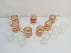 Vintage Set Ussr Cup Holders Tea Coffee With Red Glasses