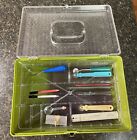 Vintage Wilson Wil-hold Green Plastic Sewing Box With Tray And Contents Usa