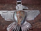Native American Nickel Silver   Turquoise Eagle Pendant - Cleveland