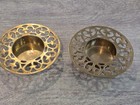 Vintage Brass Candle Holders Heart Design Tea Light Candle Holders Set Of Two