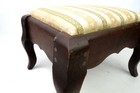 Antique Embroidered French Vintage Wood Footstool Carved Legs Stool