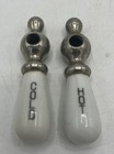 Porcelain And Nickel Plated Hot Cold Water Faucet Handle Set 2-7 8 In Vintage