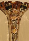 Antique Moser Bohemian Glass Vase Ruffled Top 24 Karat Gold Hand Painted Floral