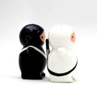 Ninja Salt And Pepper Shakers Set Ceramic Cute Japanese Warriors Black White