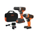 Black decker 20v Max  L-ion Cordless Drill impact Driver Combo Kit - Bd2kitcdibc