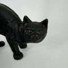 Vintage Hubley Style Cast Iron  Black Cat Doorstop Green Eyes