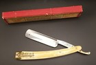 Vintage Pearl Duck Dubl Duck  goldedge  Straight Razor 5 8 With Box