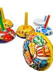 Tin Litho Set  6  Holiday Rattle U s  Metal Toy Noise Maker Vtg