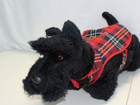 Applause Vintage Avanti Scottish Terrier Black Plush Dog Realistic Plaid Coat