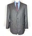 Hart Schaffner Marx Gold Trumpeter Suit Brown Striped Jacket 44l Pants 34x30