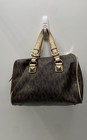Michael Kors Brown Monogram Signature Logo Duffle Satchel Handbag Gold Hardware